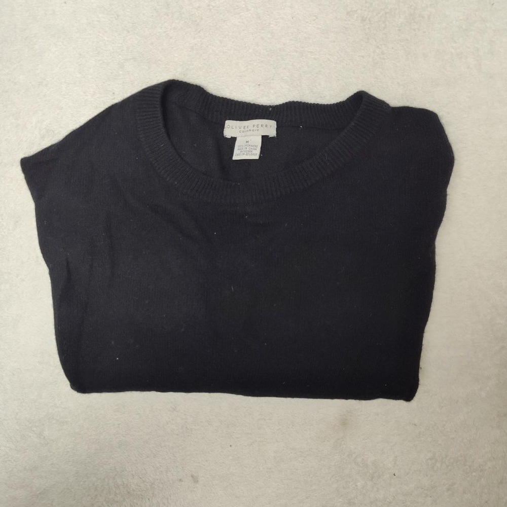 Oliver Perry Sweater Mens M Black‎ Crew Neck Pullover 100% Cashmere Lightweight